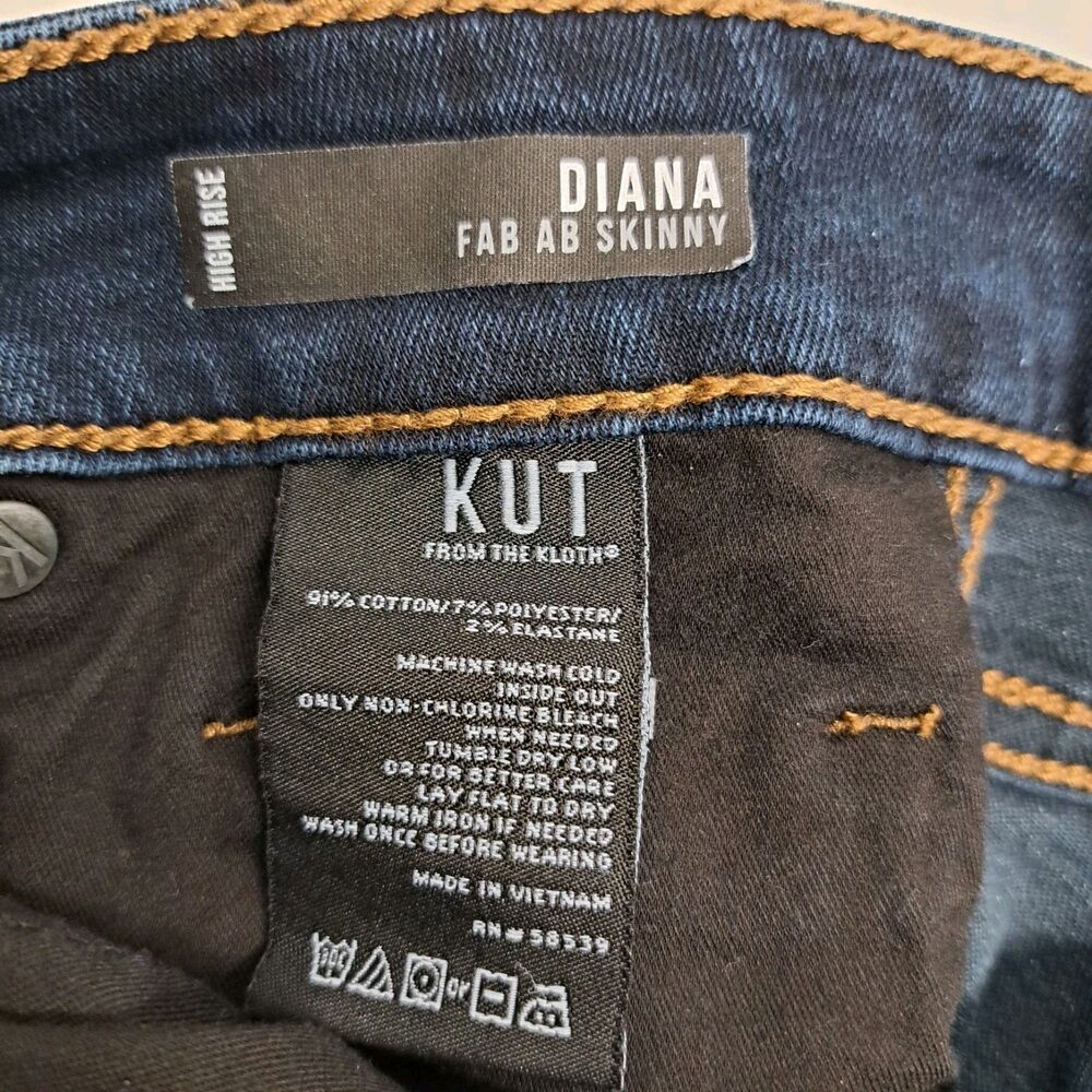 KUT From The Kloth Diana High Rise Fab Ab Skinny Jeans Women's Size 10 Dark Wash - Picture 5 of 9